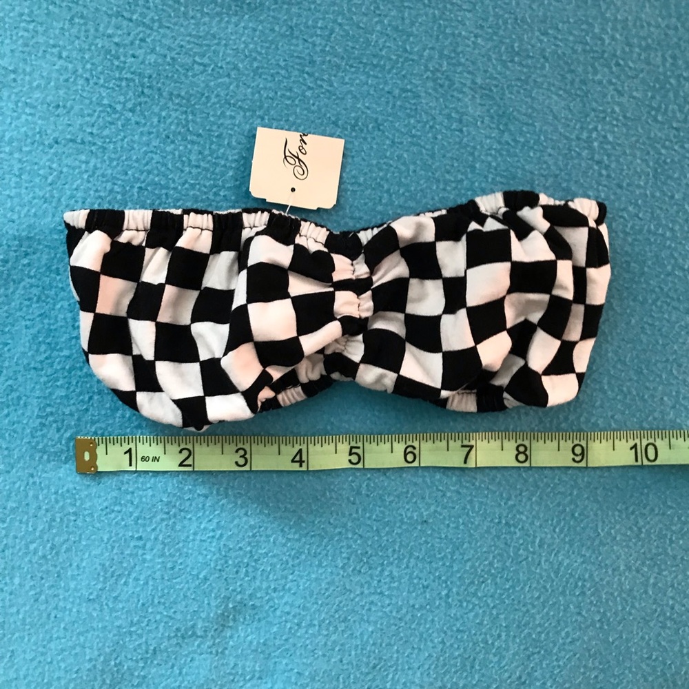Forever 21 Black and White Checkered Bandeau Top